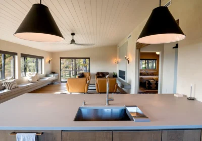 Kitchen Island with Living Room View